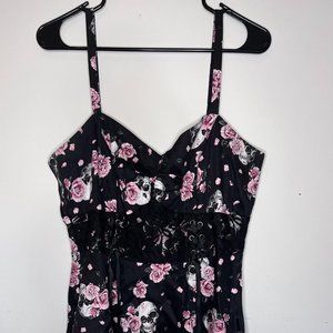 Hot Topic Dress Black Lolita Style Lace/Corset Bodice Adjustable Straps Size XL